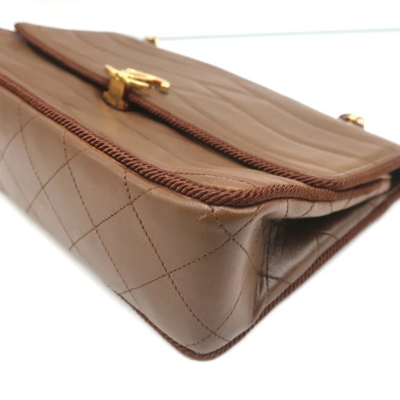 Vintage Chanel 2.55 CC Shoulder Bag Brown Rope-Trim Wavy Stitch Leather - Picture 9 of 12